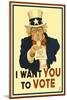 Uncle Sam - I Want You to Vote - Political-Lantern Press-Mounted Art Print