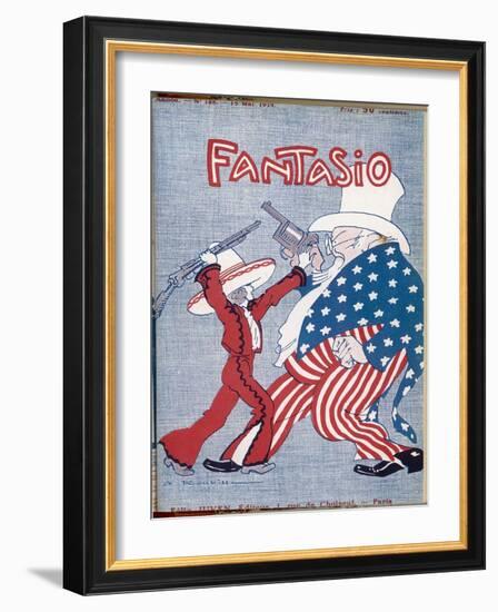 Uncle Sam Intervenes in Mexico-Auguste Roubille-Framed Art Print