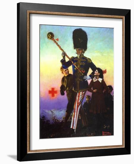 Uncle Sam Marching with Children-Norman Rockwell-Framed Giclee Print