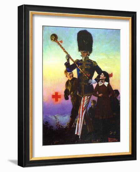 Uncle Sam Marching with Children-Norman Rockwell-Framed Giclee Print