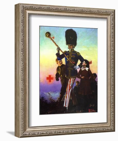 Uncle Sam Marching with Children-Norman Rockwell-Framed Giclee Print