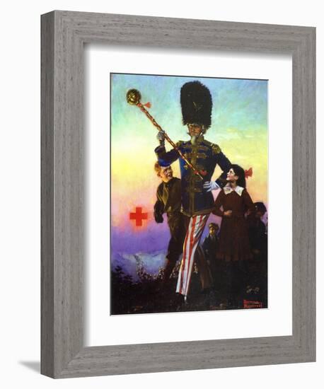 Uncle Sam Marching with Children-Norman Rockwell-Framed Giclee Print