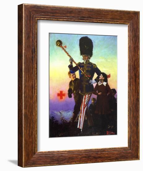 Uncle Sam Marching with Children-Norman Rockwell-Framed Giclee Print