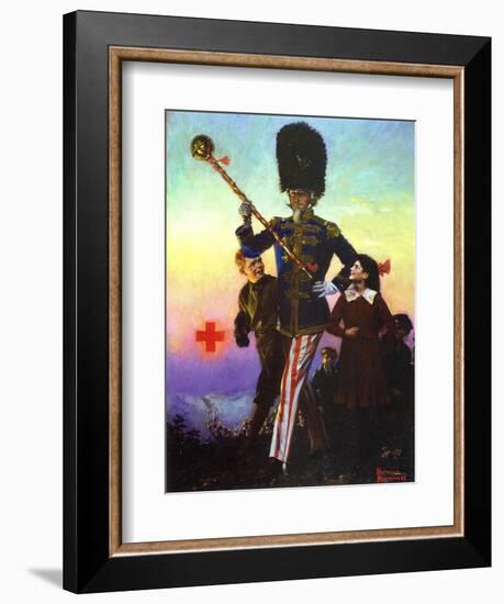 Uncle Sam Marching with Children-Norman Rockwell-Framed Giclee Print