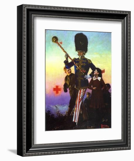 Uncle Sam Marching with Children-Norman Rockwell-Framed Giclee Print