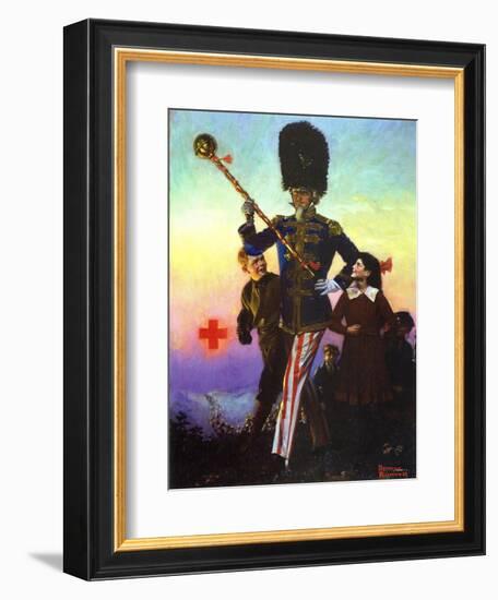 Uncle Sam Marching with Children-Norman Rockwell-Framed Giclee Print