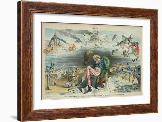 Uncle Sam's dream of conquest and carnage - caused by reading the Jingo newspapers, 1895-Udo Keppler-Framed Giclee Print