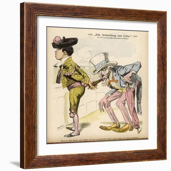 Uncle Sam Takes a Puff at Spain's Havana Cigar-W.a. Wellner-Framed Art Print