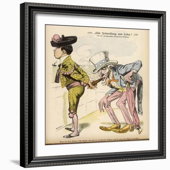 Uncle Sam Takes a Puff at Spain's Havana Cigar-W.a. Wellner-Framed Art Print
