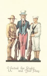 Uncle Sam with Soldier and Sailor