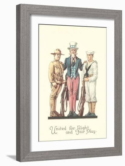 Uncle Sam with Soldier and Sailor-null-Framed Art Print