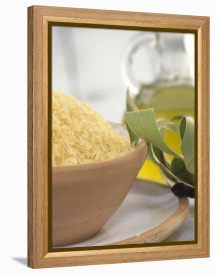 Uncooked Long-grain Rice in a Bowl-Alena Hrbkova-Framed Premier Image Canvas