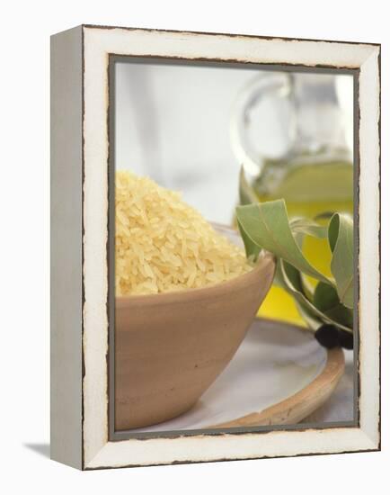 Uncooked Long-grain Rice in a Bowl-Alena Hrbkova-Framed Premier Image Canvas