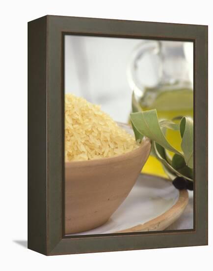 Uncooked Long-grain Rice in a Bowl-Alena Hrbkova-Framed Premier Image Canvas