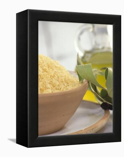 Uncooked Long-grain Rice in a Bowl-Alena Hrbkova-Framed Premier Image Canvas