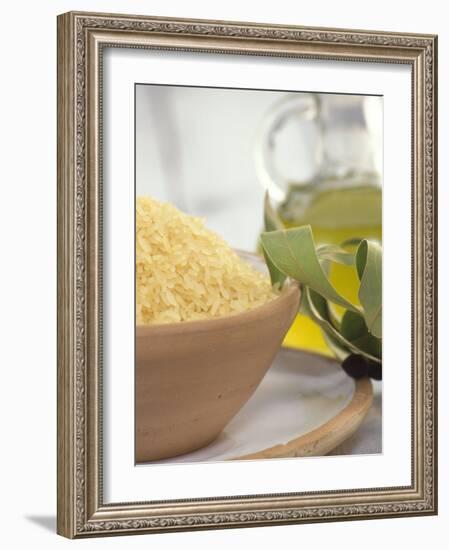 Uncooked Long-grain Rice in a Bowl-Alena Hrbkova-Framed Photographic Print