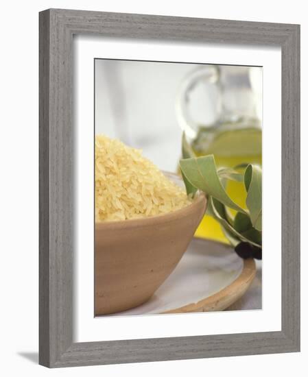 Uncooked Long-grain Rice in a Bowl-Alena Hrbkova-Framed Photographic Print