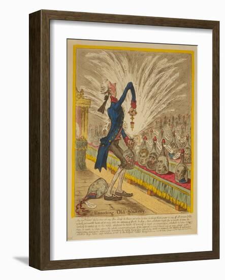 Uncorking Old Sherry, 1805-James Gillray-Framed Giclee Print