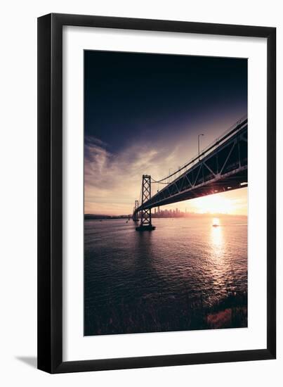 Under Bay Bridge Bay Sunset With Sun Star San Francisco Bay Area-Vincent James-Framed Photographic Print