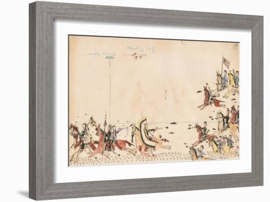 Under Cloud and Howling Wolf Fight with Gen. Sully in 1868-null-Framed Giclee Print