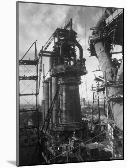 Under-Construction Blast Furnace at Magnitogorsk Metallurgical Industrial Complex-Margaret Bourke-White-Mounted Photographic Print