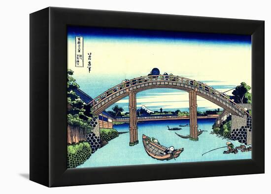 Under Mannen Bridge at Fukagawa' (From a Series 36 Views of Mount Fuj), 1830-1833-Katsushika Hokusai-Framed Premier Image Canvas