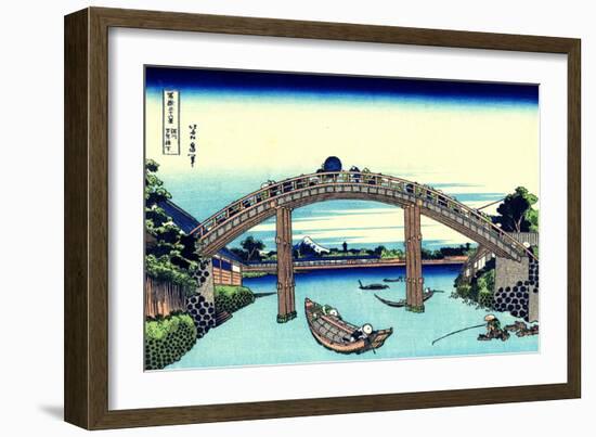 Under Mannen Bridge at Fukagawa' (From a Series 36 Views of Mount Fuj), 1830-1833-Katsushika Hokusai-Framed Giclee Print