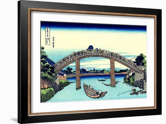 Under Mannen Bridge at Fukagawa' (From a Series 36 Views of Mount Fuj), 1830-1833-Katsushika Hokusai-Framed Giclee Print