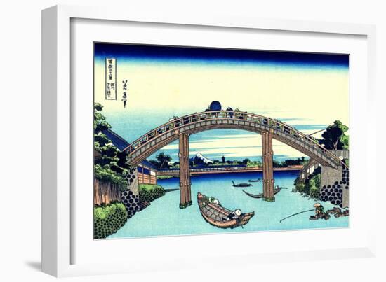 Under Mannen Bridge at Fukagawa' (From a Series 36 Views of Mount Fuj), 1830-1833-Katsushika Hokusai-Framed Giclee Print