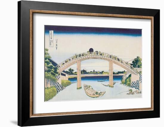 Under Mannen Bridge at Fukagawa-Katsushika Hokusai-Framed Art Print