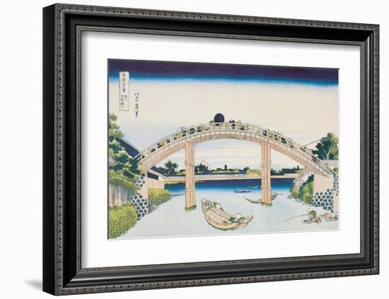 Under Mannen Bridge at Fukagawa-Katsushika Hokusai-Framed Art Print