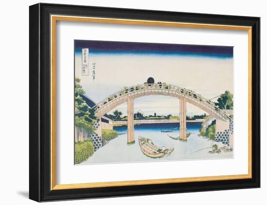 Under Mannen Bridge at Fukagawa-Katsushika Hokusai-Framed Art Print