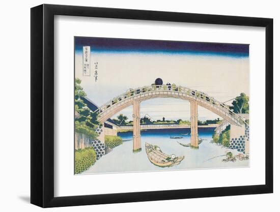 Under Mannen Bridge at Fukagawa-Katsushika Hokusai-Framed Art Print