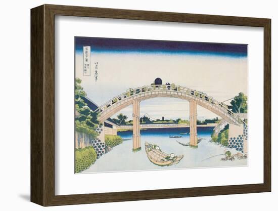 Under Mannen Bridge at Fukagawa-Katsushika Hokusai-Framed Art Print