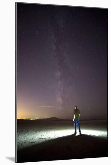 Under Milky Way In Playa Of Great Salt Lake At Antelope Island SP, Outside Of Salt Lake City, Utah-Austin Cronnelly-Mounted Photographic Print