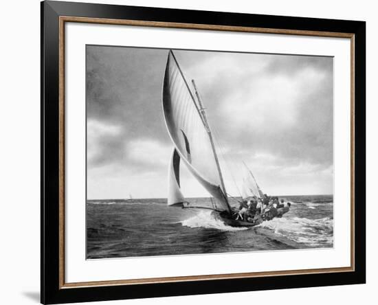 Under sail, Sydney Harbour-null-Framed Art Print