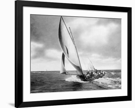 Under sail, Sydney Harbour-null-Framed Art Print