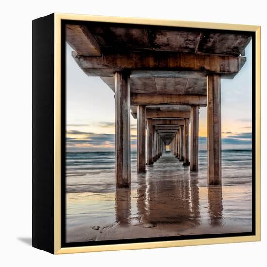 Under Scripps Pier-Danita Delimont-Framed Stretched Canvas