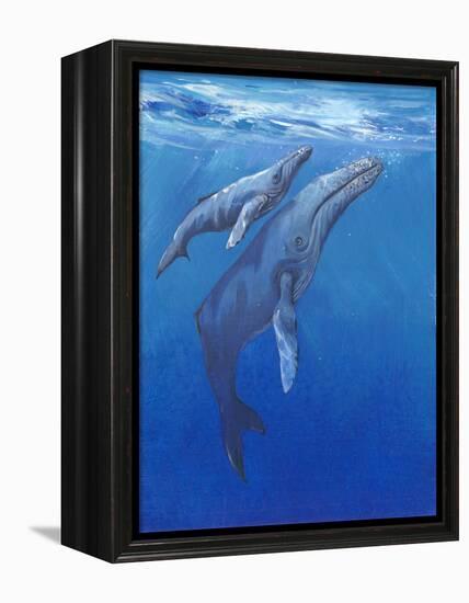 Under Sea Whales I-Tim O'toole-Framed Stretched Canvas