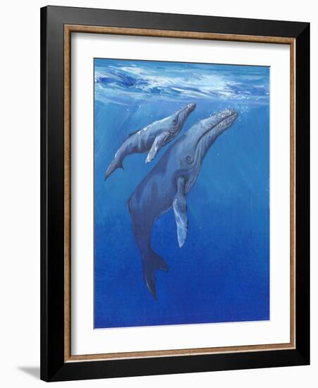Under Sea Whales I-Tim O'toole-Framed Art Print