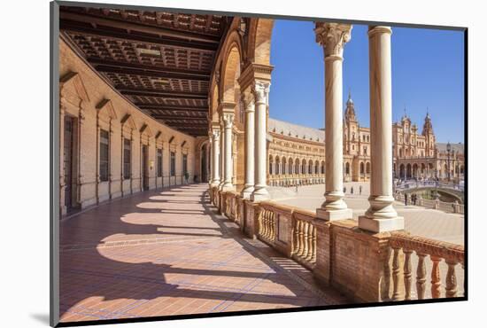 Under the arches of the semicircular Plaza de Espana, Maria Luisa Park, Seville, Spain-Neale Clark-Mounted Photographic Print