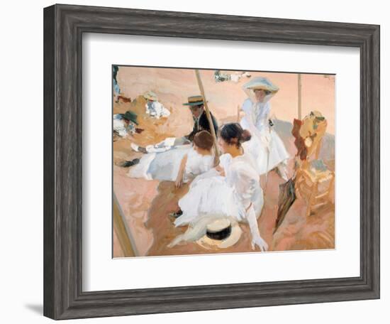 Under the Awning, on the Beach at Zarautz-Joaquín Sorolla y Bastida-Framed Giclee Print