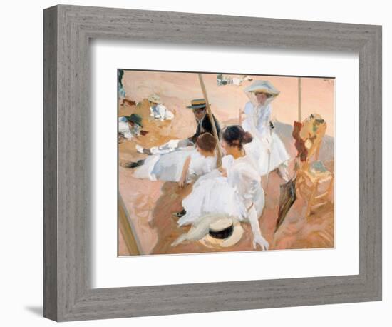 Under the Awning, on the Beach at Zarautz-Joaquín Sorolla y Bastida-Framed Giclee Print