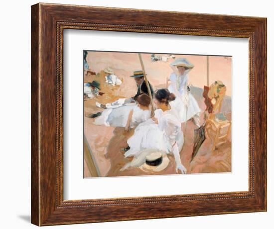 Under the Awning, on the Beach at Zarautz-Joaquín Sorolla y Bastida-Framed Giclee Print