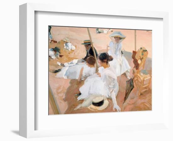 Under the Awning, on the Beach at Zarautz-Joaquín Sorolla y Bastida-Framed Giclee Print