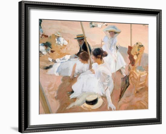 Under the Awning, on the Beach at Zarautz-Joaquín Sorolla y Bastida-Framed Giclee Print