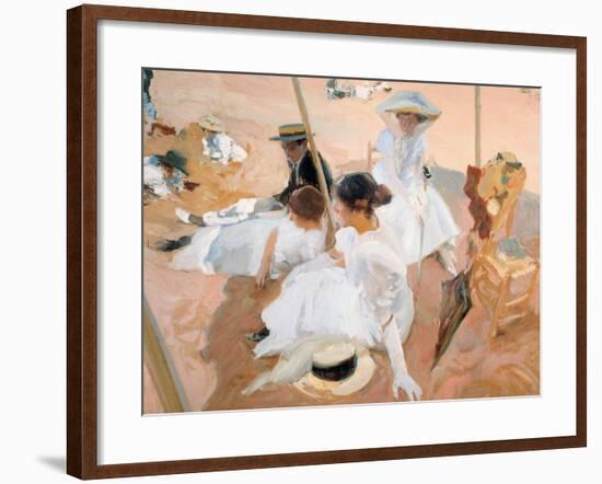 Under the Awning, on the Beach at Zarautz-Joaquín Sorolla y Bastida-Framed Giclee Print