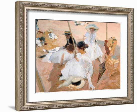 Under the Awning, on the Beach at Zarautz-Joaquín Sorolla y Bastida-Framed Giclee Print