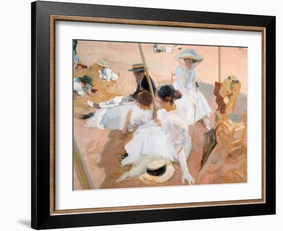 Under the Awning, on the Beach at Zarautz-Joaquín Sorolla y Bastida-Framed Giclee Print