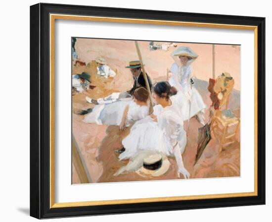 Under the Awning, on the Beach at Zarautz-Joaquín Sorolla y Bastida-Framed Giclee Print